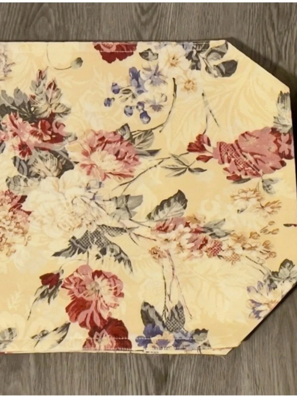 Liz Claiborne Floral Linen Set Placemats Napkins Rambling Rose Cottagecore Vtg